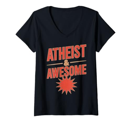 Damen Atheistisches und fantastisches, mutiges Statement-Design T-Shirt mit V-Ausschnitt Damen Atheistisches und fantastisches, mutiges Statement-Design T-Shirt mit V-Ausschnitt von Atheist Agnostic Awesome Bold Apparel
