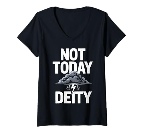 Damen Nicht Heute Deity Storm Lightning Design T-Shirt mit V-Ausschnitt Damen Nicht Heute Deity Storm Lightning Design T-Shirt mit V-Ausschnitt von Atheist Agnostic Freethinker Skeptic Apparel