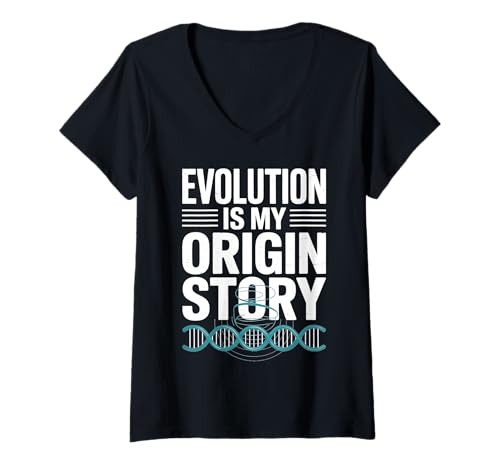 Damen Evolution ist Meine Entstehungsgeschichte DNA-Spiraldesign T-Shirt mit V-Ausschnitt Damen Evolution ist Meine Entstehungsgeschichte DNA-Spiraldesign T-Shirt mit V-Ausschnitt von Atheist Agnostic Science Evolution Apparel