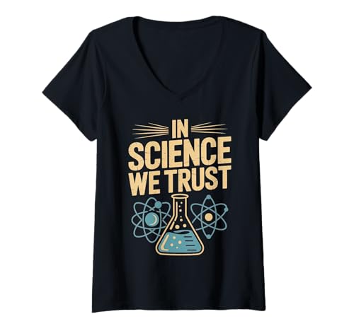 Damen In der Wissenschaft Vertrauen wir auf Atom- und Flask-Design T-Shirt mit V-Ausschnitt Damen In der Wissenschaft Vertrauen wir auf Atom- und Flask-Design T-Shirt mit V-Ausschnitt von Atheist Agnostic Science Trust Apparel