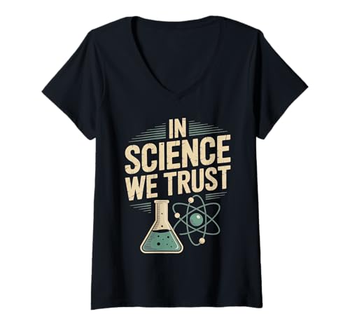 Damen In der Wissenschaft Vertrauen wir auf Atom- und Flask-Design T-Shirt mit V-Ausschnitt Damen In der Wissenschaft Vertrauen wir auf Atom- und Flask-Design T-Shirt mit V-Ausschnitt von Atheist Agnostic Science Trust Apparel