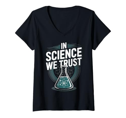 Damen In der Wissenschaft Vertrauen wir auf Atom- und Flask-Design T-Shirt mit V-Ausschnitt Damen In der Wissenschaft Vertrauen wir auf Atom- und Flask-Design T-Shirt mit V-Ausschnitt von Atheist Agnostic Science Trust Apparel