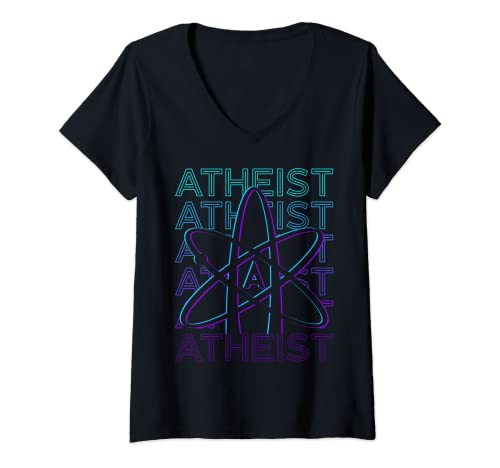 Damen Atheist Atheismus Anti Religion Science Atomic Whirl Atheist T-Shirt mit V-Ausschnitt von Atheist Gifts