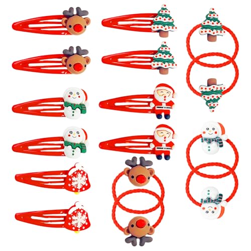 16 Stück Haarspangen Kinder Weihnachten - Weihnachts Haarschmuck Haarspangen, Haarspangen Weihnachten für Kinder Mädchen Weihnachtsschmuck Weihnachtsgeschenke von Athem