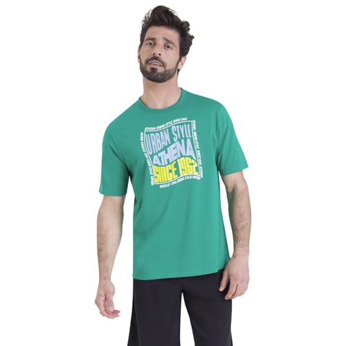 ATHENA Herren Serigraphie 7o70 Pyjamaset, Grün/Schwarz, M von Athena