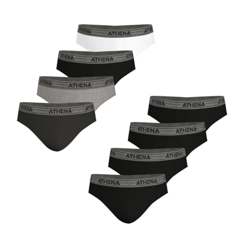 Athena- Ecopack Slips für Herren- Slips aus 100% Baumwolle- Ergonomischer, klassischer Schnitt, Frontfutter, Komfort und Halt- Oeko-TEX Standard 100 Label von Athena