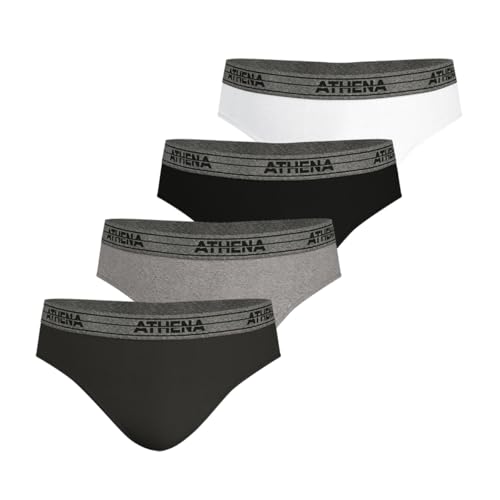 Athena Herren Basic Coton Ld30 Slip, Anthrazit/Grau/Schwarz/Weiß (Anth), XXXL (4er Pack) von Athena