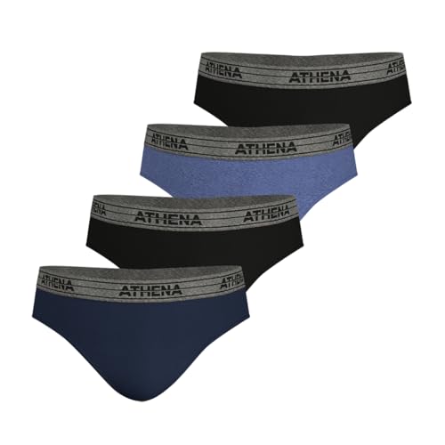 Athena Herren Basic Coton Slip, Blau/Schwarz/Blau/Schwarz (Blau), XXXL (4er Pack) von Athena