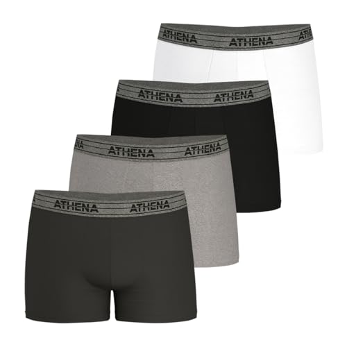 Athena Herren Lot de 4 Boxers Coton Stretch Extensible Homme 4 Stück Boxershorts Ecopack Futter vorne, Anthrazit/Grau/Schwarz/Weiß (Anth), M (4er Pack) von Athena