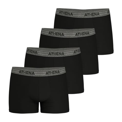 Athena Herren Lot de 4 Boxers Coton Stretch Extensible Homme 4 Stück Boxershorts Ecopack Futter vorne, Schwarz (Black), XXXXL (4er Pack) von Athena