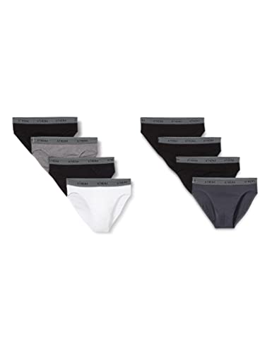 Athéna Herren Promo Basic Coton Slip, Schwarz/Schwarz/Schwarz/Schwarz/Anthrazit/Grau Meliert/Schwarz/Weiß, M (8er Pack) von Athéna