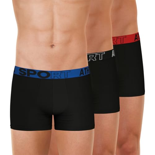 Athena Herren Sport Lh31 Boxershorts, Schwarz C Blau/Schwarz C Grau/Schwarz C Rot, XL von Athena