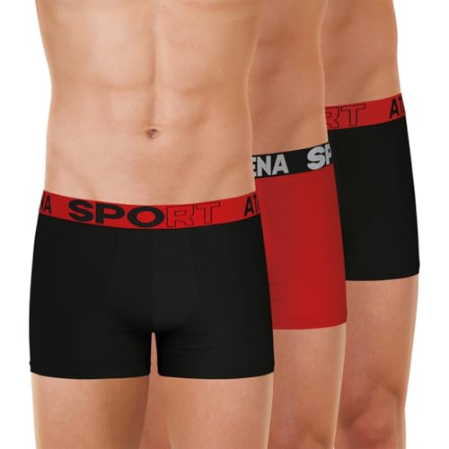Athena Herren Sport Lh31 Boxershorts, Schwarz C Rot/Rot C Grau/Schwarz C Rot, L von Athena