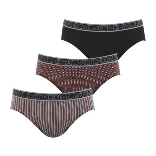 Athena Herren Tonic Unterhose, Mehrfarbig (Rayures Rouge/Point Rouge/Noir 1900), XXXX-Large (Herstellergröße: 8) (3er Pack) von Athena