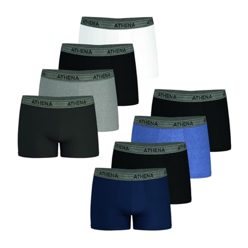 Athena Herren Basic Coton 8a71 Boxers, Grau/Schwarz/Weiss/Blau, M EU von Athena
