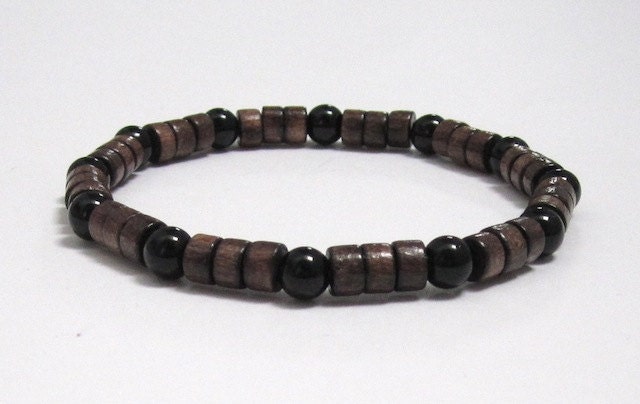 Herren Onyx & Holz Perlen Armband Chakra Heilung Schmuck von AthenaisJewelryArt