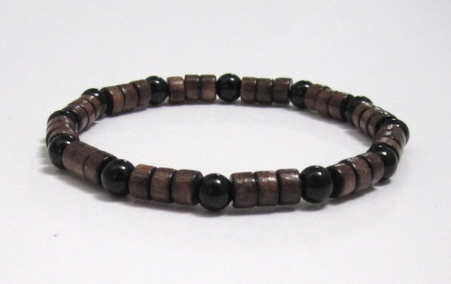 Herren Onyx & Holz Perlen Armband Chakra Heilung Schmuck von AthenaisJewelryArt