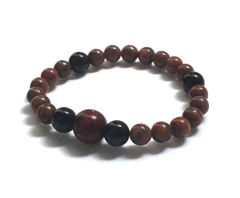 Buddha Holzperlen Und Jaspis & Onyx Steinen Mala Armband Inspiration Wellness, Meditation Yoga Schmuck von AthenaisJewelryArt