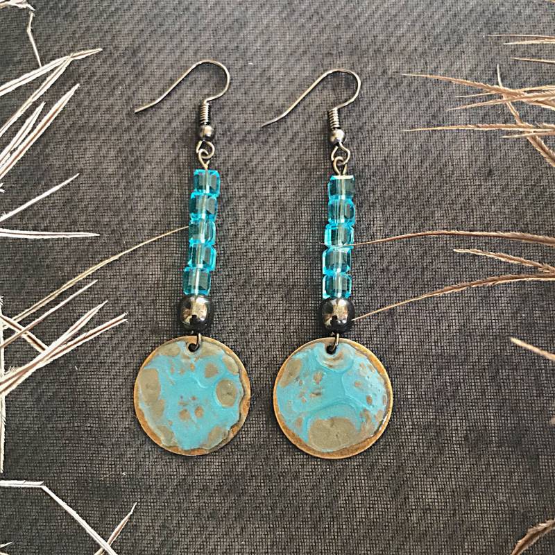 50% Verkauf Ohrringe, Handgefertigten Schmuck, Tropfen Und Perlen Türkis Kristall Schwarze Hämatit Perlen, Pebeo, Geschenk Für Sie von AthenianKosmima