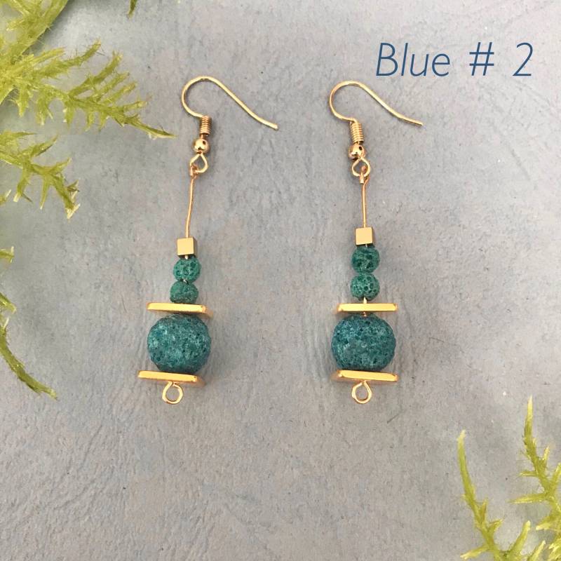 Handgemachte Schmuck Inspiriert Designs, Tropfen Perlen Ohrringe, Blau Oder Lila Lava Steine Und Gold Hämatit, Geschenk Für Sie, Kostenloser Versand von AthenianKosmima