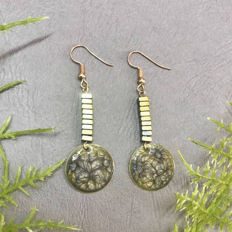 Ohrringe, Handgefertigte Schmuck, Tropfen Perlen Hämatit Perlen, Pebeo, Harz, Damenschmuck, Kostenloser Versand von AthenianKosmima