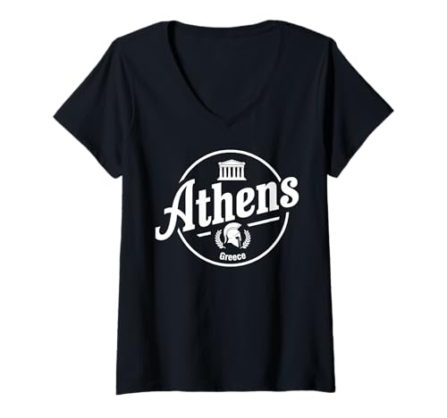Damen Athen, Griechenland, Städtereise-Enthusiast T-Shirt mit V-Ausschnitt von Athens Greece Historic City Travel