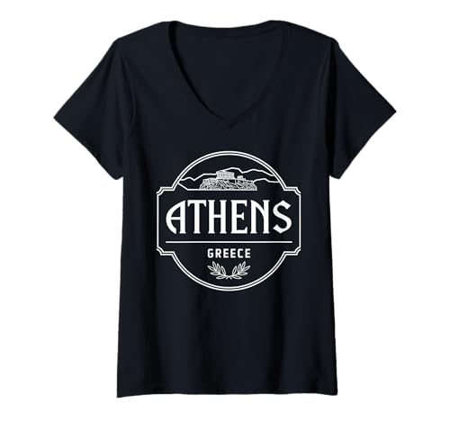 Damen Athen, Griechenland, Städtereise-Enthusiast T-Shirt mit V-Ausschnitt von Athens Greece Historic City Travel