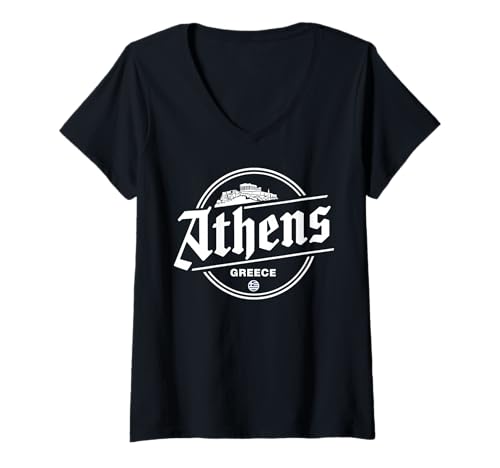Damen Athen, Griechenland, Städtereise-Enthusiast T-Shirt mit V-Ausschnitt von Athens Greece Historic City Travel