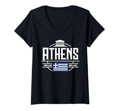 Damen Athen, Griechenland, Städtereise-Enthusiast T-Shirt mit V-Ausschnitt von Athens Greece Historic City Travel