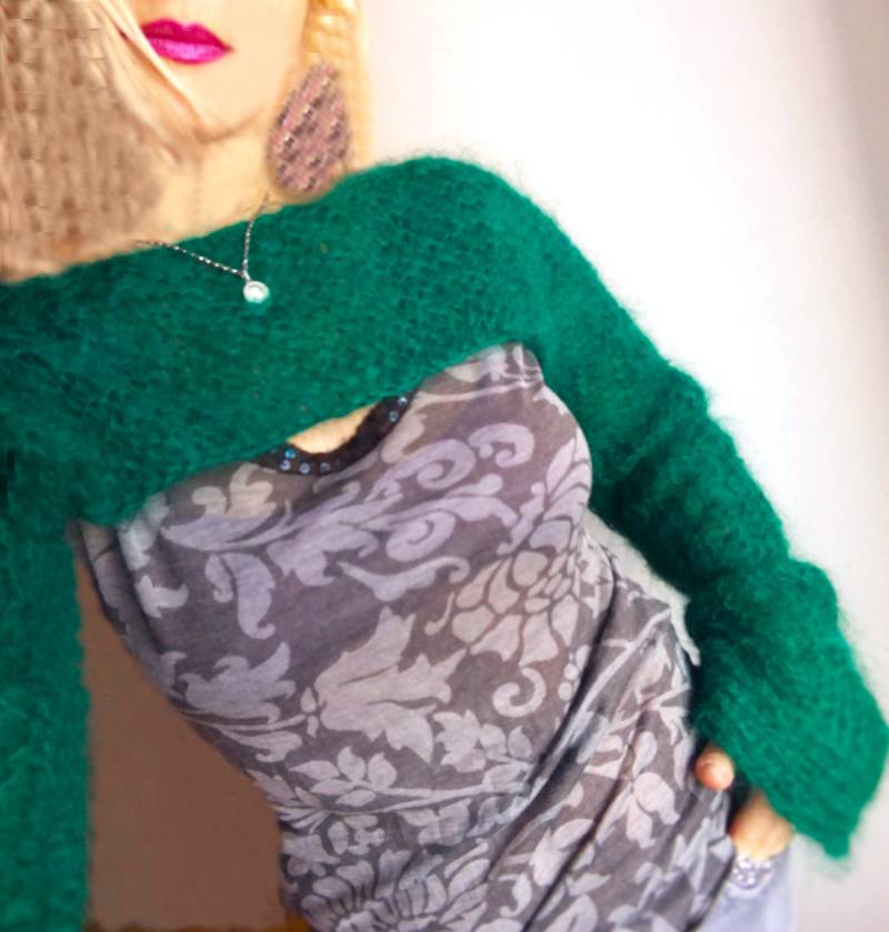 Grüner Boho Mohair Schulterwärmer/Roh Gestrickter Schulterwärmer/Weicher, Abgeschnittener Pullover/Gauze-Kleiderbezug/Vielseitiges Exklusives von Athiss