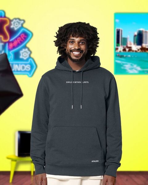 Athleez "EXPLORE WITHOUT LIMITS" Heavy Hoodie - 100% Bio-Baumwolle - 0% Polyester von Athleez