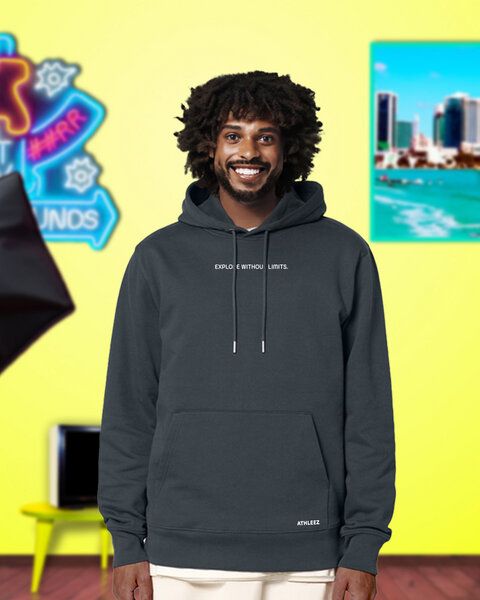 Athleez "EXPLORE WITHOUT LIMITS" Heavy Hoodie - 100% Bio-Baumwolle - 0% Polyester von Athleez
