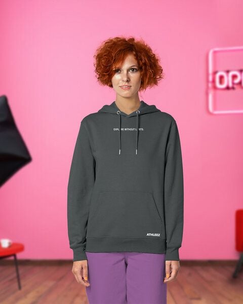 Athleez "EXPLORE WITHOUT LIMITS" Heavy Hoodie - 100% Bio-Baumwolle - 0% Polyester von Athleez