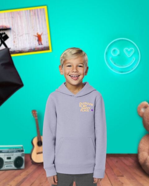 Athleez "OUTDOOR IS MY HAPPY PLACE" Super bequemer Kids Hoodie - 100% Bio-Baumwolle - 0% Polyester von Athleez