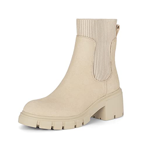 Athlefit Damen Chelsea Boots Fashion Slip on Plateau Stiefeletten Stollensohle Chunky Booties, aprikose, 42 EU Athlefit Damen Chelsea Boots Fashion Slip on Plateau Stiefeletten Stollensohle Chunky Booties, aprikose, 42 EU von Athlefit