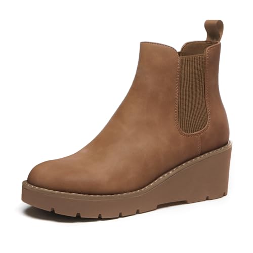 Athlefit Damen Chelsea Keilstiefel, elastische Plateausohle, Schlupfstiefeletten mit Keilabsatz, 01brown, 38.5 EU Athlefit Damen Chelsea Keilstiefel, elastische Plateausohle, Schlupfstiefeletten mit Keilabsatz, 01brown, 38.5 EU von Athlefit