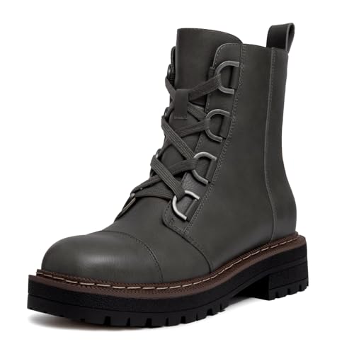 Athlefit Damen Schnürstiefel Combat Boots Plateau Chunky Low Heel Lug Sole Ankle Booties, GRAU, 39.5 EU Athlefit Damen Schnürstiefel Combat Boots Plateau Chunky Low Heel Lug Sole Ankle Booties, GRAU, 39.5 EU von Athlefit
