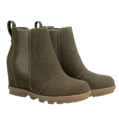 Athlefit Damen Wedge Boots Bequeme Ankle Wedge Booties, Olivgrün, 38.5 EU von Athlefit