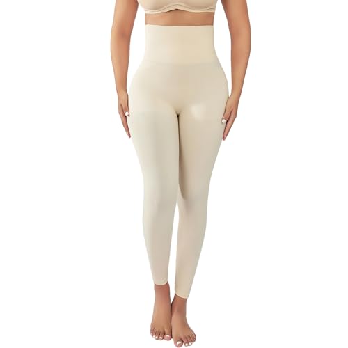 Athlemo Damen Shapewear Leggings Hohe Taille Kompressionshose Fußlose Strumpfhose Bauchkontrolle Butt Lift Body Shaper, Hautfarben, M von Athlemo