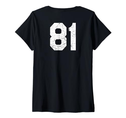 Damen #81Jersey Uniform Nummer Athletic Style Sport, 81 T-Shirt mit V-Ausschnitt Damen #81Jersey Uniform Nummer Athletic Style Sport, 81 T-Shirt mit V-Ausschnitt von Athlete Number 81 for Sport Teams & Player Apparel