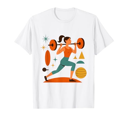 Moderne Fitness-Langhantel für Damen im Retro-Stil T-Shirt Moderne Fitness-Langhantel für Damen im Retro-Stil T-Shirt von Athletic Female Gym Designs