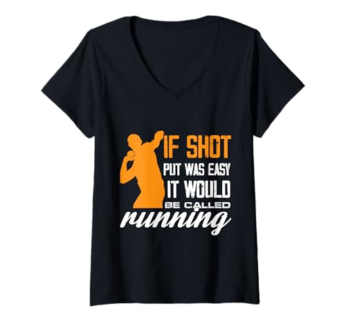Damen Shotput-Design mit Humor beim Laufen T-Shirt mit V-Ausschnitt von Athletic Humor Designs
