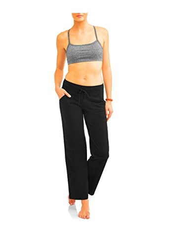 Athletic Works Dri-More Yogahose für Damen, lockere Passform, Baumwoll-Mischgewebe, erhältlich in Regular und Petite - Schwarz - Groß von Athletic Works