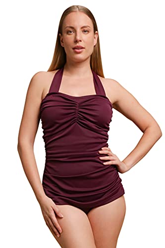 Athletican Damen-Badeanzug, hypoallergen, latexfrei, gerafft, Halfter Maillot, Marsala, X-Large Athletican Damen-Badeanzug, hypoallergen, latexfrei, gerafft, Halfter Maillot, Marsala, X-Large von Athletican