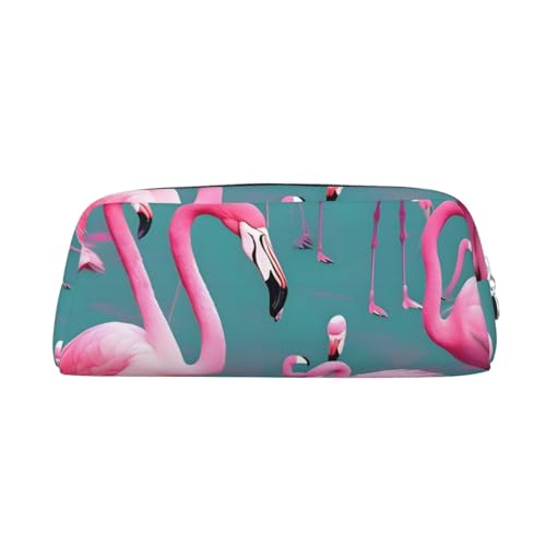 A Flock of Flamingos Federmäppchen, tragbares Federmäppchen und Schreibwaren-Aufbewahrungstasche mit Reißverschluss, großes Fassungsvermögen, Unisex, silber, Einheitsgröße, Pack-Organizer von AthuAh