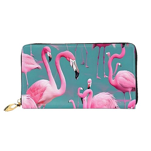 A Flock of Flamingoswomen'S Long Wallet, Travel Wallet & Large Capacity Long Wallet, Zipper Wallet, 19 × 10.5 Cm, Schwarz , Einheitsgröße von AthuAh