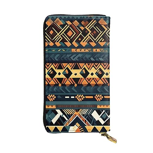 African Tribal Ethnic Texture Long Clutch Wallet, Women's Zipper Wallet, Multi Card Organizer & Large Capacity Long Wallet, Schwarz , Einheitsgröße von AthuAh