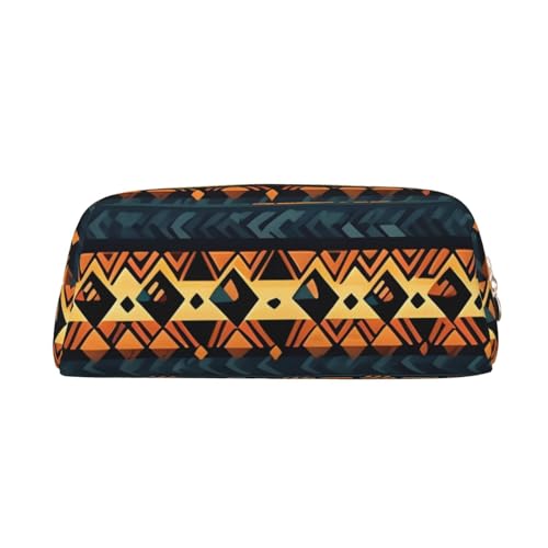 African Tribal Ethnic Texture Pencil Pouch, Portable Pencil Pouch,& Stationery Storage Bag with Zipper, Large Capacity Organizer, Unisex, gold, Einheitsgröße, Pack-Organizer von AthuAh