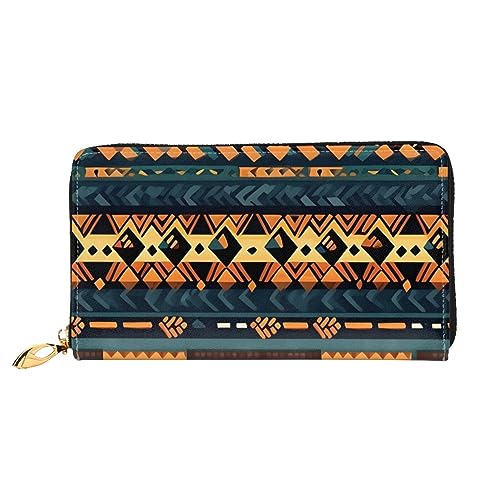 African Tribal Ethnic Texturewomen'S Long Wallet, Travel Wallet & Large Capacity Long Wallet, Zipper Wallet, 19 × 10.5 Cm, Schwarz , Einheitsgröße von AthuAh