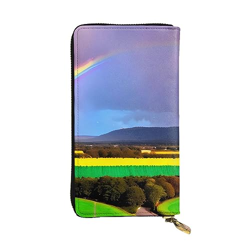 AthuAh Abend-Regenbogen, lange Clutch-Brieftasche, Damen-Geldbörse mit Reißverschluss, Multi-Karten-Organizer, und lange Geldbörse mit großer Kapazität, Schwarz , Einheitsgröße von AthuAh